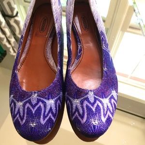 New Missoni ballet flats purple zigzag 38 1/2
